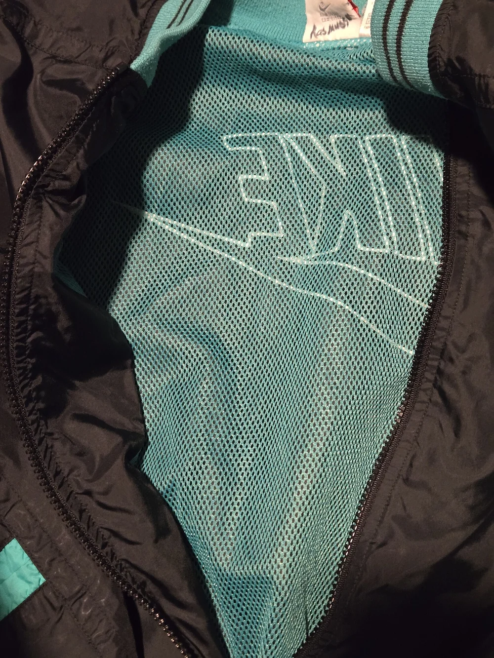 Vintage 90s Nike Black & Teal Zip Up Windbreaker Jacket Womens Large